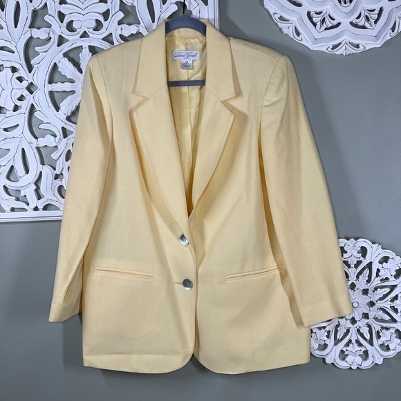 Laura Gayle Yellow Petite Blazer Double Button Suit Jacket - Picture 1 of 5
